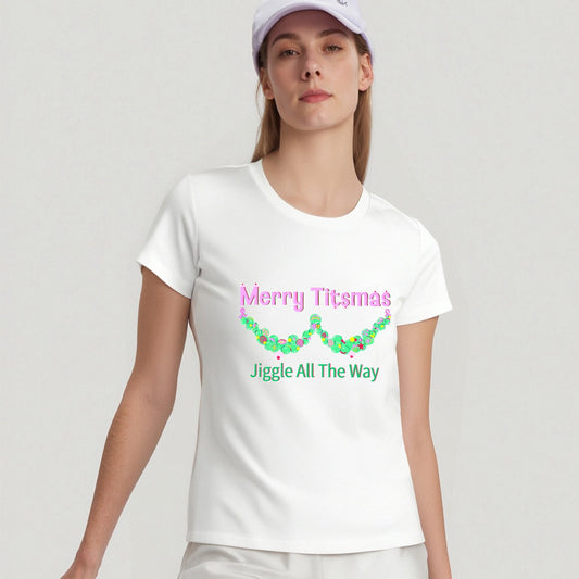 Unisex t‑shirt – Titsmas Wide - Women's Round-Neck Short-Sleeved T-Shirt For the USA|200GSM Cotton DTF