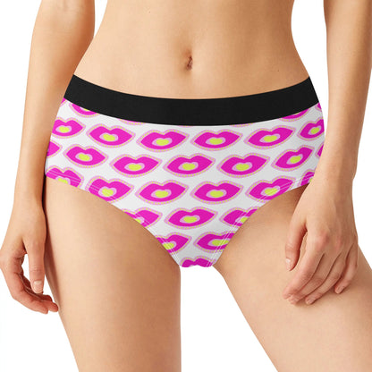 Gift – Panties – Mid-Waist Briefs (Pink Lips)