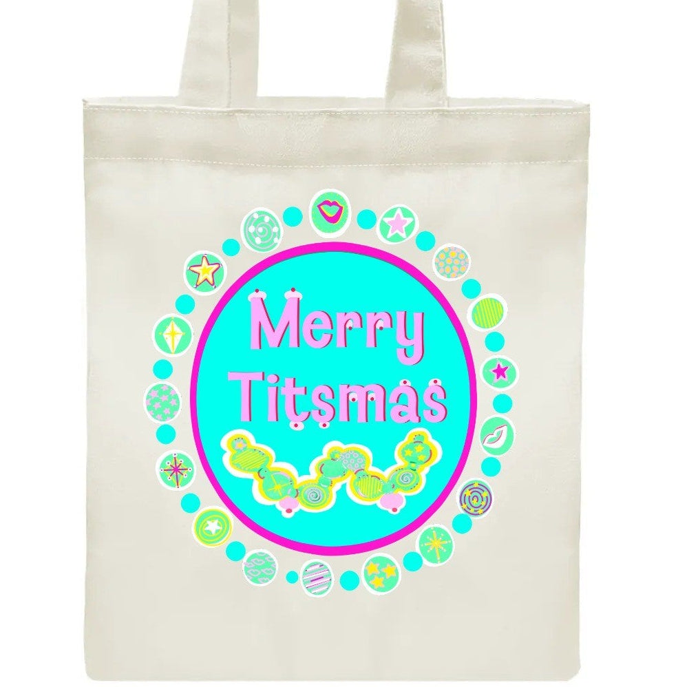Tote bag – Blue Titsmas - Made in the USA -Printed Canvas Shopping Bags (Free Shipping and Shipped in US)