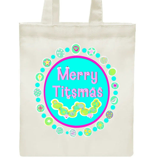 Tote bag – Blue Titsmas - Made in the USA -Printed Canvas Shopping Bags (Free Shipping and Shipped in US)
