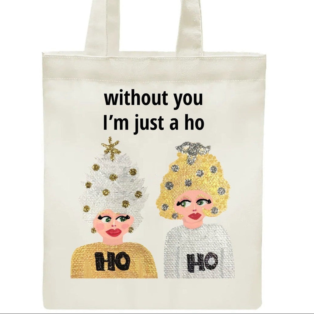 Tote bag – Ho Ho Hair - Made in the USA -Printed Canvas Shopping Bags (Free Shipping and Shipped in US)