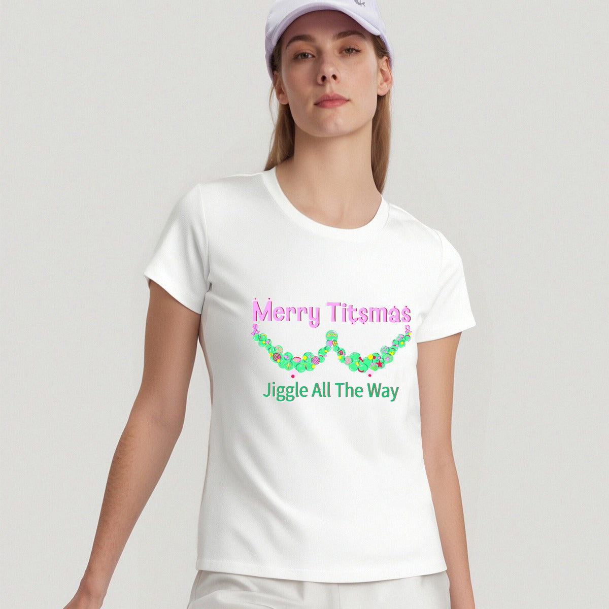 Unisex t‑shirt – Titsmas Wide - Women's Round-Neck Short-Sleeved T-Shirt For the USA|200GSM Cotton DTF