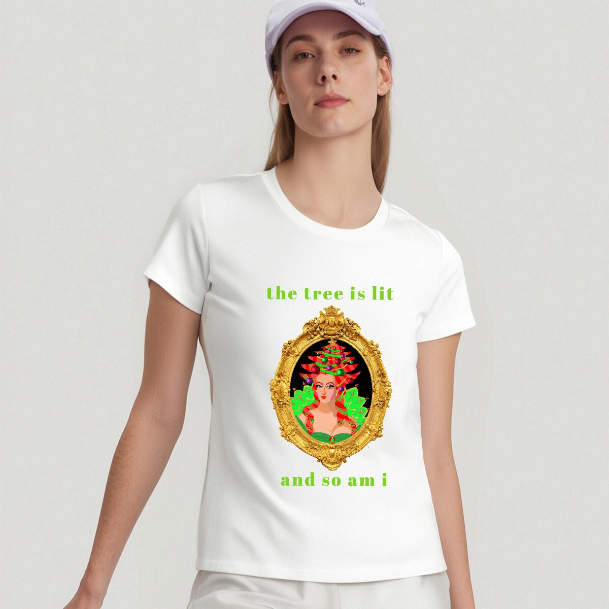 Unisex t‑shirt – Lit Tree - Women's Round-Neck Short-Sleeved T-Shirt For the USA|200GSM Cotton DTF