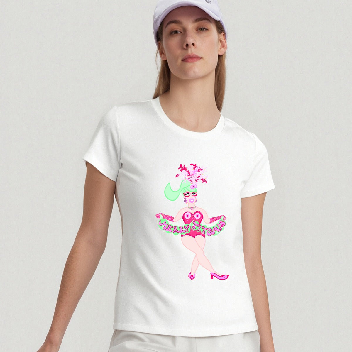 Unisex t‑shirt – miss titsmas - Women's Round-Neck Short-Sleeved T-Shirt For the USA|200GSM Cotton DTF