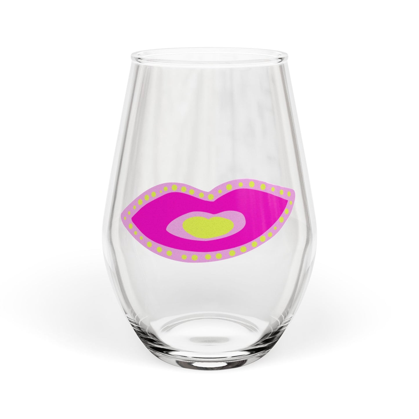 Pink Fabulous Lips - Stemless Wine Glass, 11.75oz