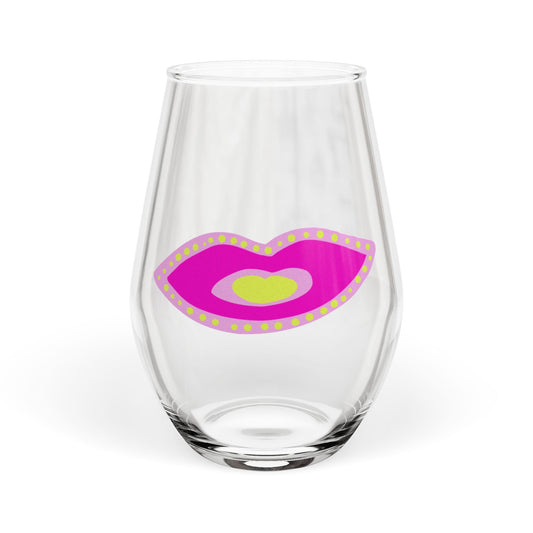 Pink Fabulous Lips - Stemless Wine Glass, 11.75oz