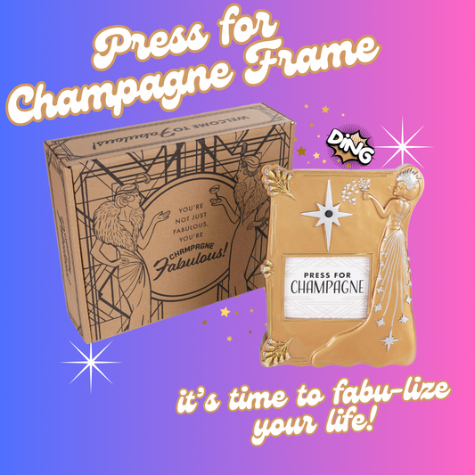 Press for Champagne Frame with Doorbell Sound and Customizable Text - Press for Champagne, Coffee, Room Service, Wine, Cocktails
