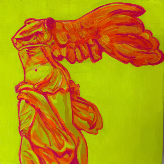 Goddess Mode | 8x8 Original Neon Gouache Painting on Birch Panel
