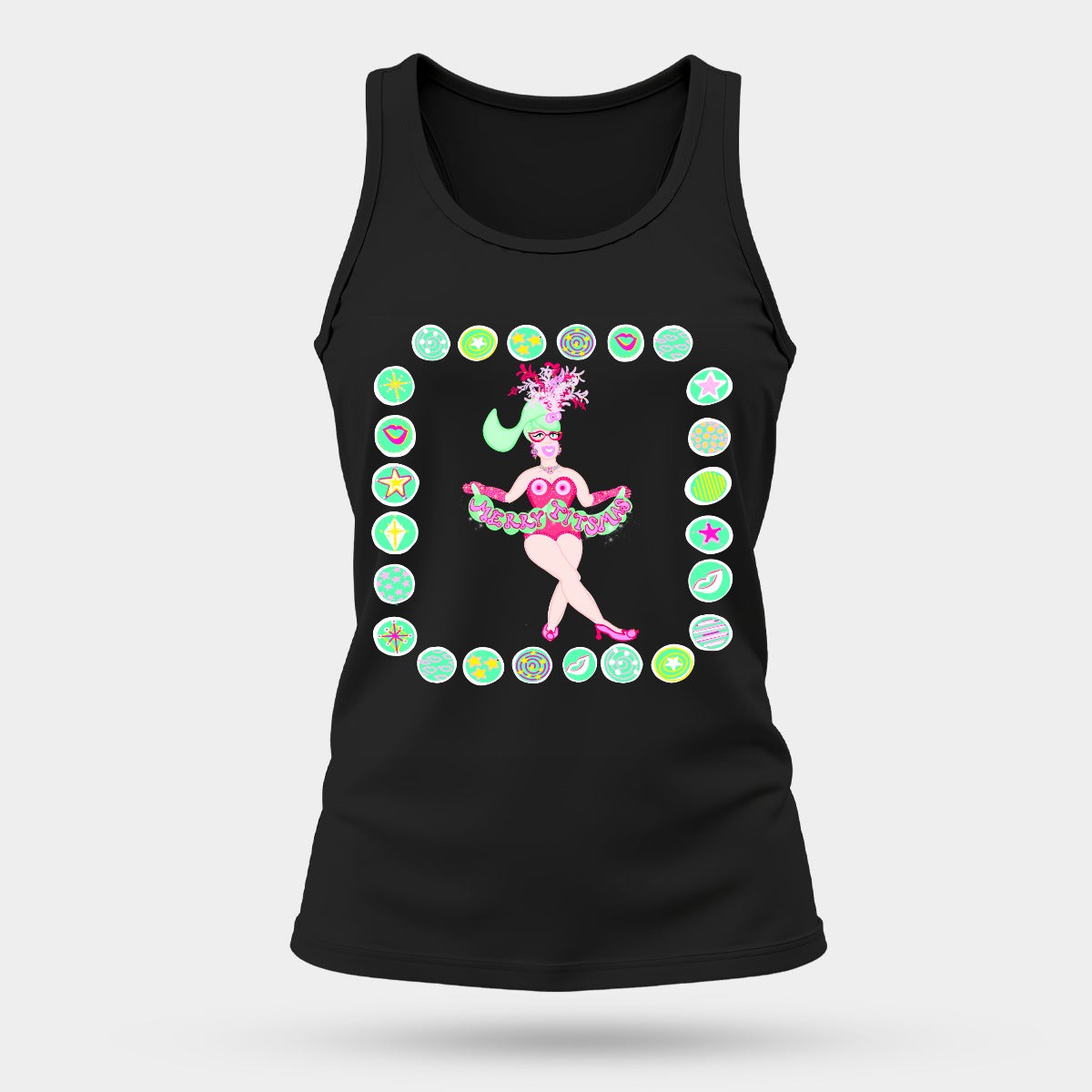 Tank top – miss Titsmas with balls - Women's Comfortable and Breathable Sports Tank Top For The USA|180GSM Front DTF