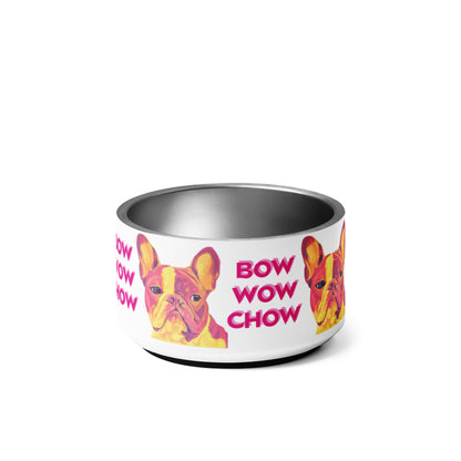 Gift – Pet Bowl – “Bow Wow Chow” Pink Frenchie (18 oz)