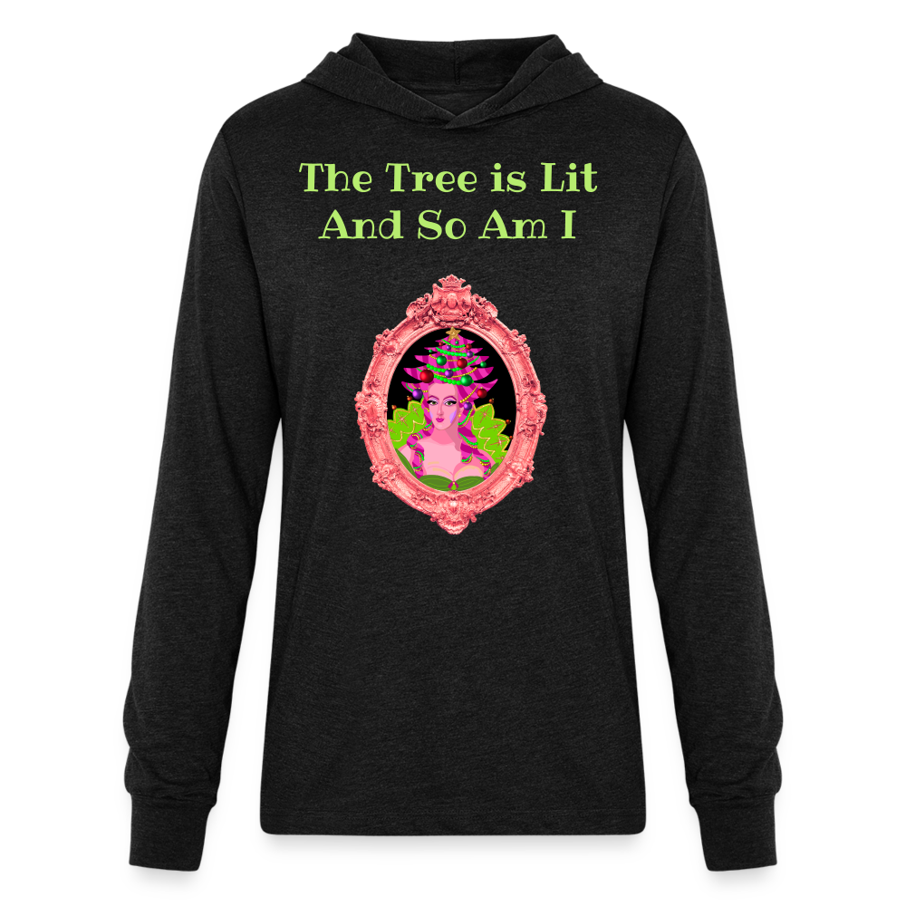 The Tree is Lit And So Am I - Unisex Long Sleeve Hoodie Shirt - heather black