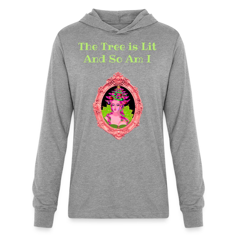 The Tree is Lit And So Am I - Unisex Long Sleeve Hoodie Shirt - heather grey