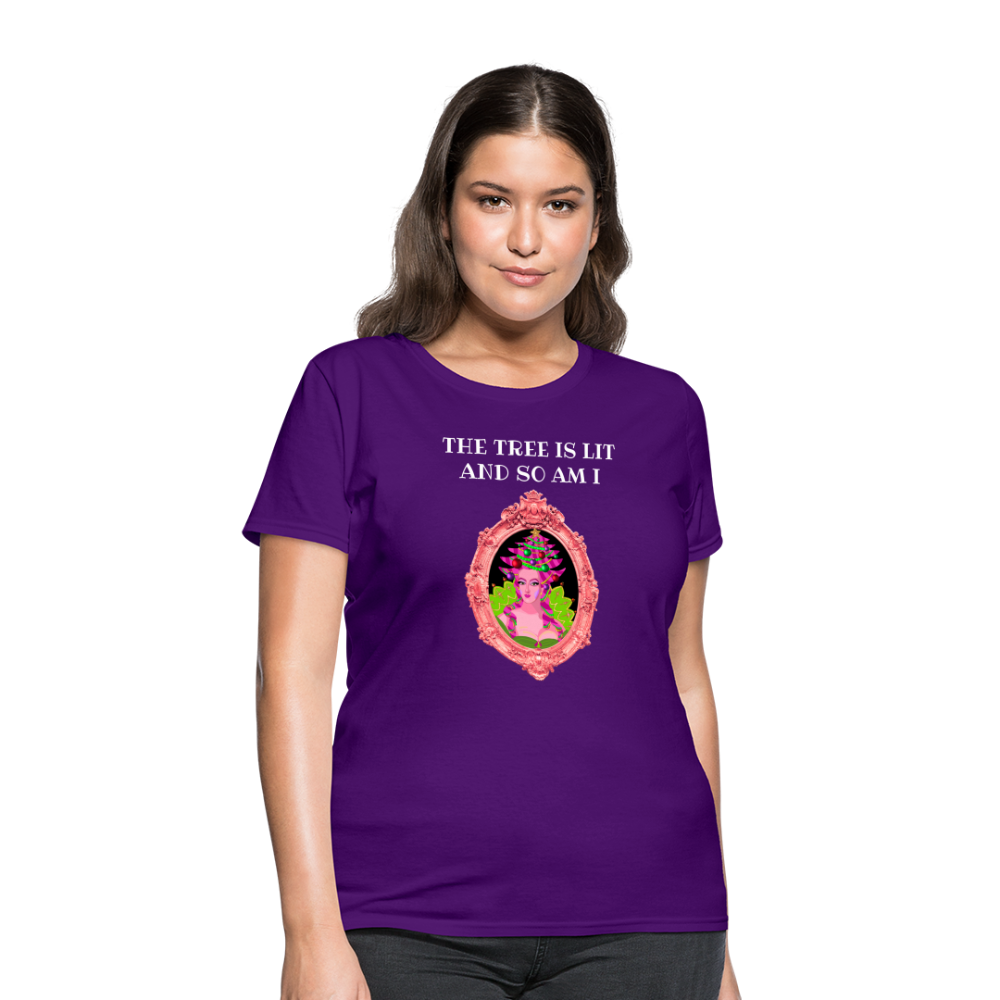 The Tree is Lit And So Am I - Women's Christmas T-Shirt - purple