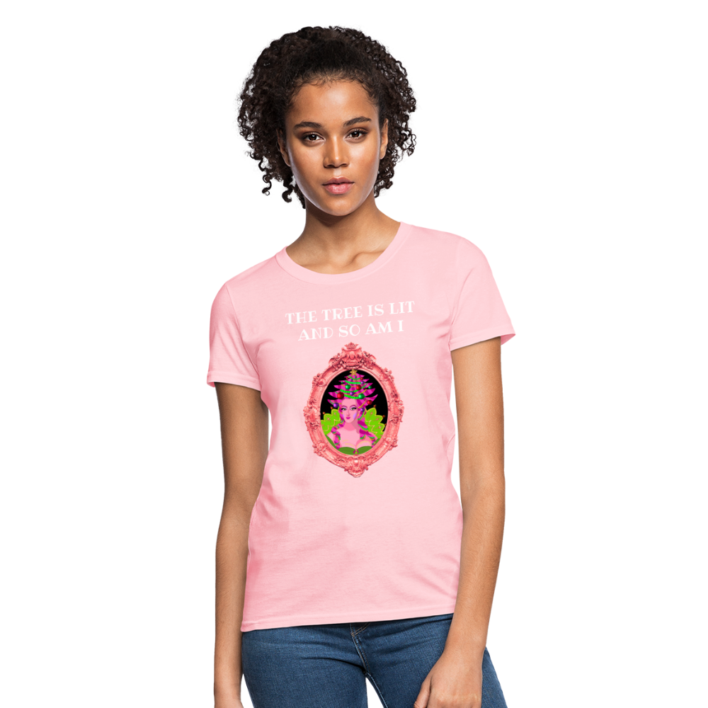 The Tree is Lit And So Am I - Women's Christmas T-Shirt - pink