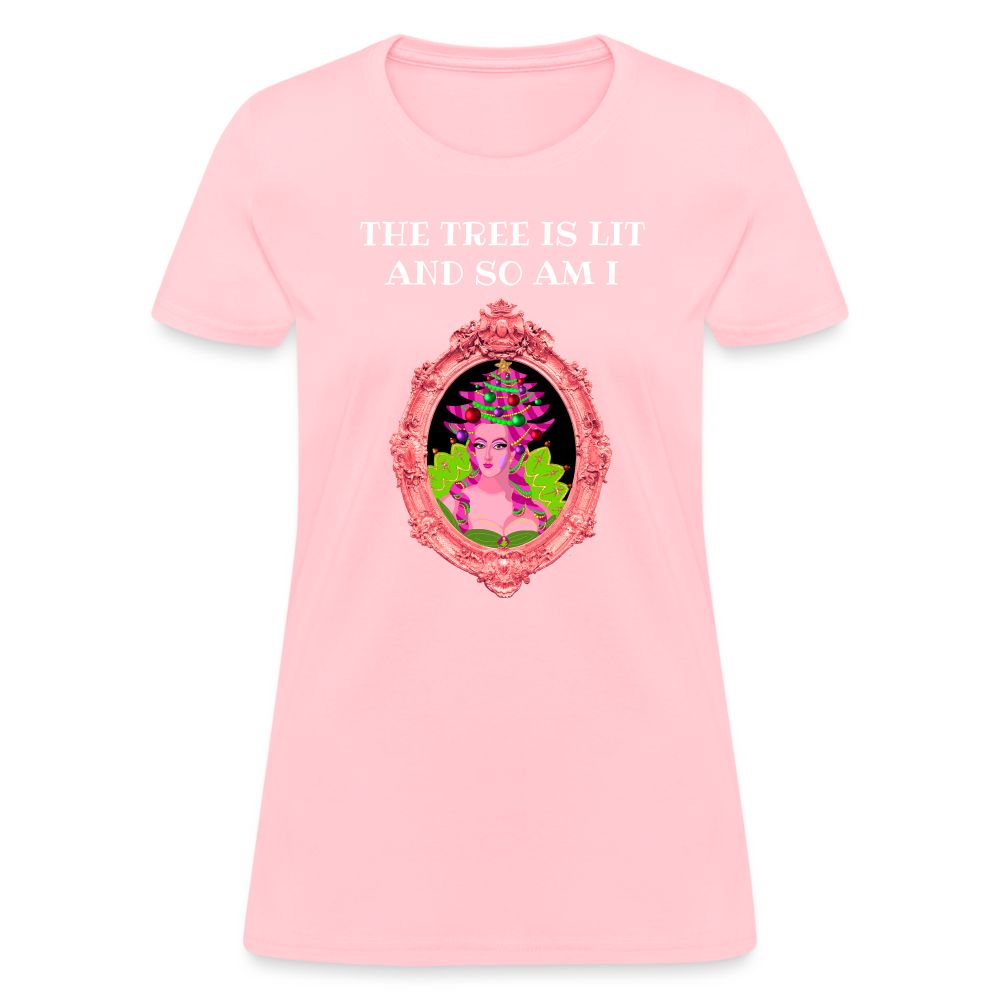 The Tree is Lit And So Am I - Women's Christmas T-Shirt - pink